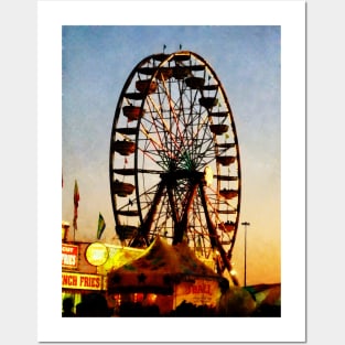 Carnival Midway - Ferris Wheel at Night Posters and Art